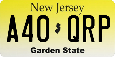 NJ license plate A40QRP