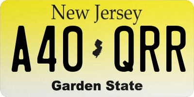 NJ license plate A40QRR