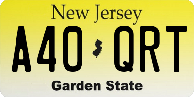 NJ license plate A40QRT