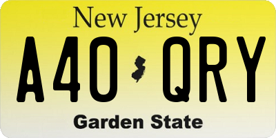 NJ license plate A40QRY