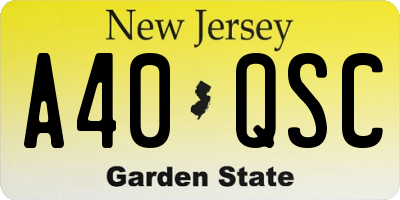 NJ license plate A40QSC