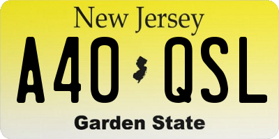 NJ license plate A40QSL