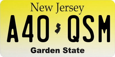 NJ license plate A40QSM