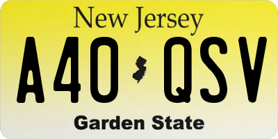 NJ license plate A40QSV
