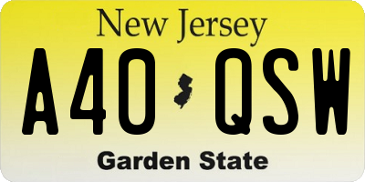 NJ license plate A40QSW