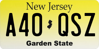 NJ license plate A40QSZ