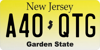 NJ license plate A40QTG