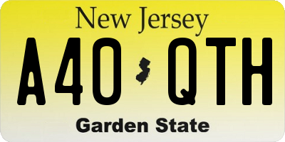 NJ license plate A40QTH
