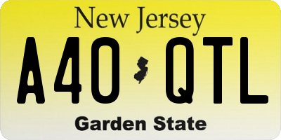 NJ license plate A40QTL