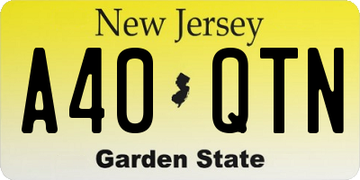 NJ license plate A40QTN
