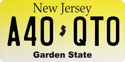 NJ license plate A40QTO