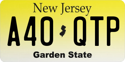 NJ license plate A40QTP