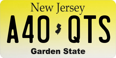 NJ license plate A40QTS