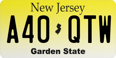NJ license plate A40QTW