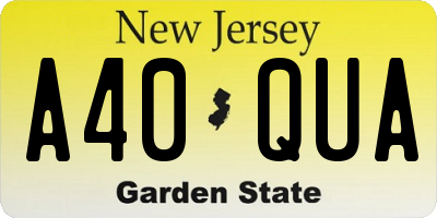 NJ license plate A40QUA