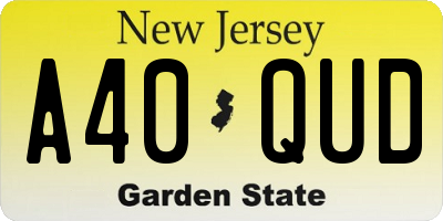 NJ license plate A40QUD