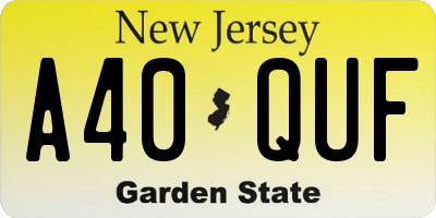 NJ license plate A40QUF