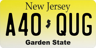 NJ license plate A40QUG