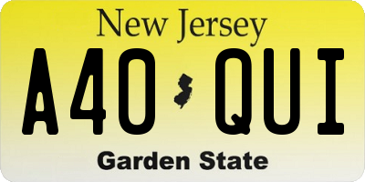 NJ license plate A40QUI