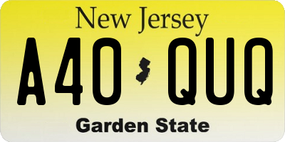 NJ license plate A40QUQ