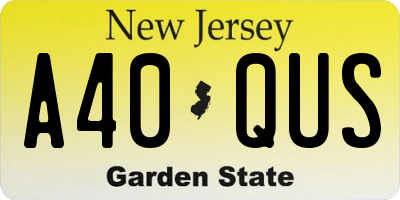 NJ license plate A40QUS