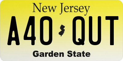 NJ license plate A40QUT