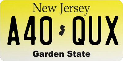 NJ license plate A40QUX