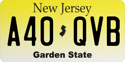 NJ license plate A40QVB