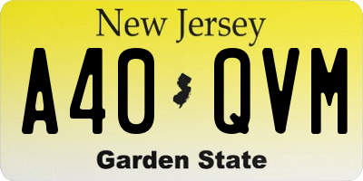 NJ license plate A40QVM