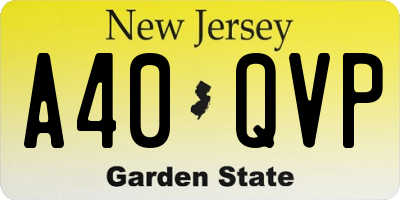 NJ license plate A40QVP