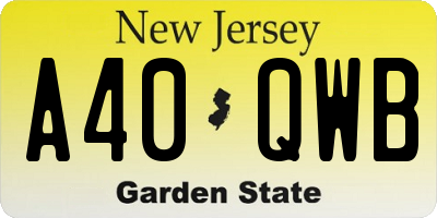 NJ license plate A40QWB