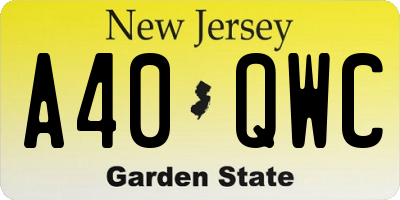 NJ license plate A40QWC