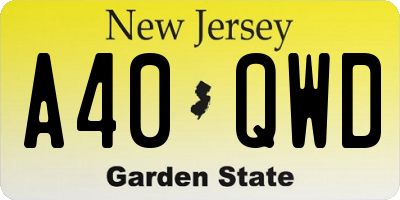 NJ license plate A40QWD