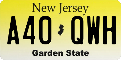 NJ license plate A40QWH