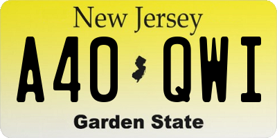 NJ license plate A40QWI
