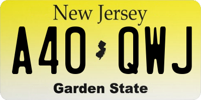 NJ license plate A40QWJ