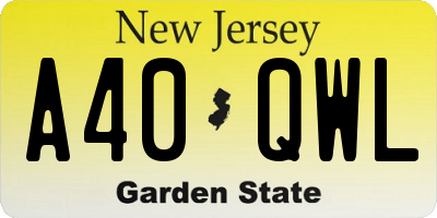 NJ license plate A40QWL