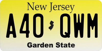NJ license plate A40QWM