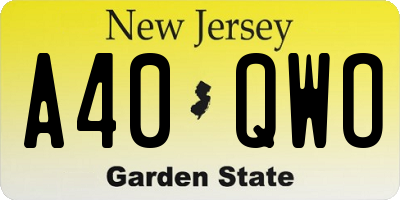 NJ license plate A40QWO