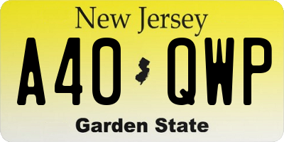 NJ license plate A40QWP