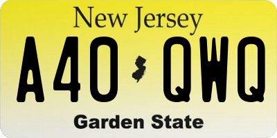 NJ license plate A40QWQ