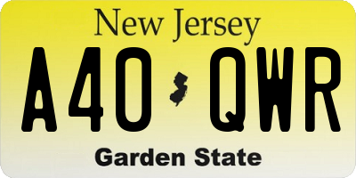 NJ license plate A40QWR