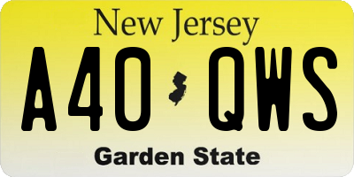 NJ license plate A40QWS