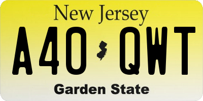 NJ license plate A40QWT