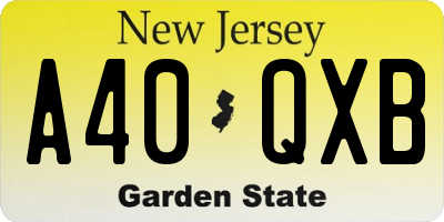 NJ license plate A40QXB