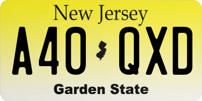 NJ license plate A40QXD