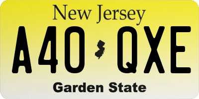 NJ license plate A40QXE