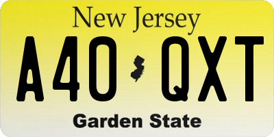 NJ license plate A40QXT