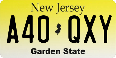 NJ license plate A40QXY