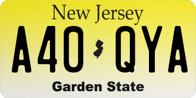 NJ license plate A40QYA